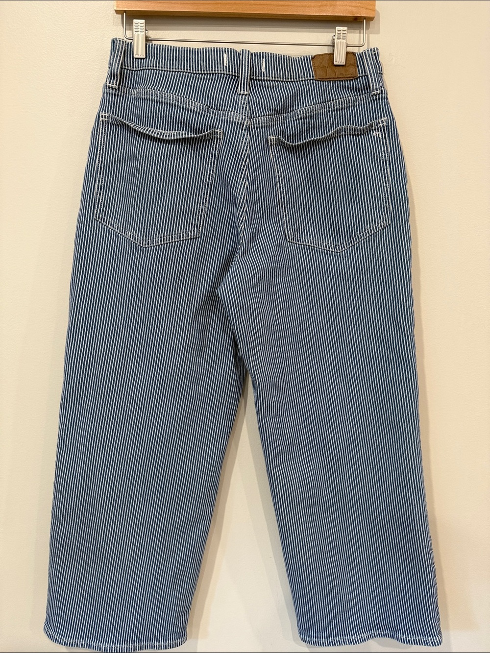 Madewell The Perfect Vintage Wide Leg Crop Jeans Blue Ink Railroad Stripe - Picture 6 of 8